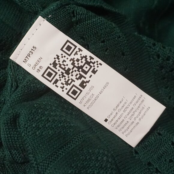 Wenrine Sleeveless Crochet Knitted Forest Green A Line Skirt Slim Mini Dress Sma - Picture 4 of 5